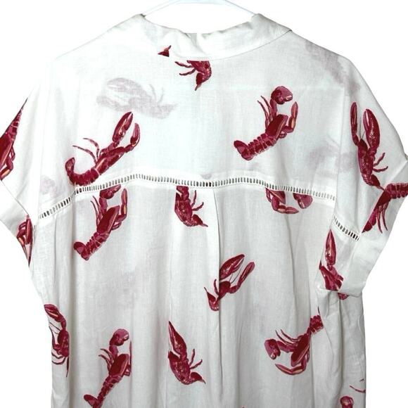 NWT Jane & Delancey Women’s Linen Blend Button Down Lobster Shirt Size Large - Picture 6 of 8